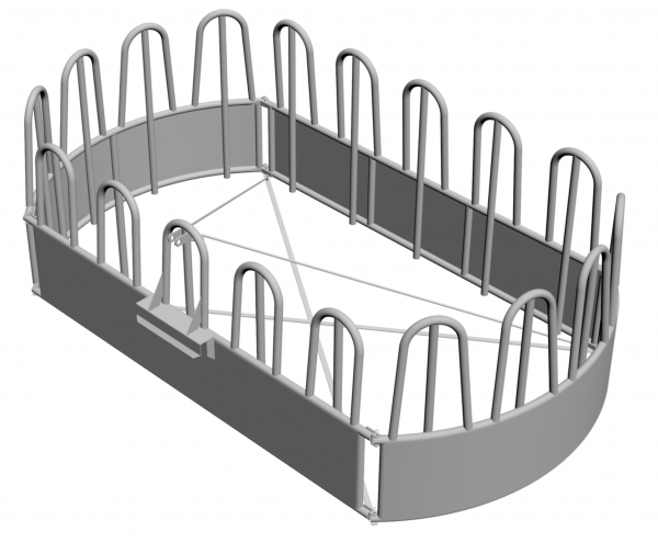 oval feeder for cattle and horses